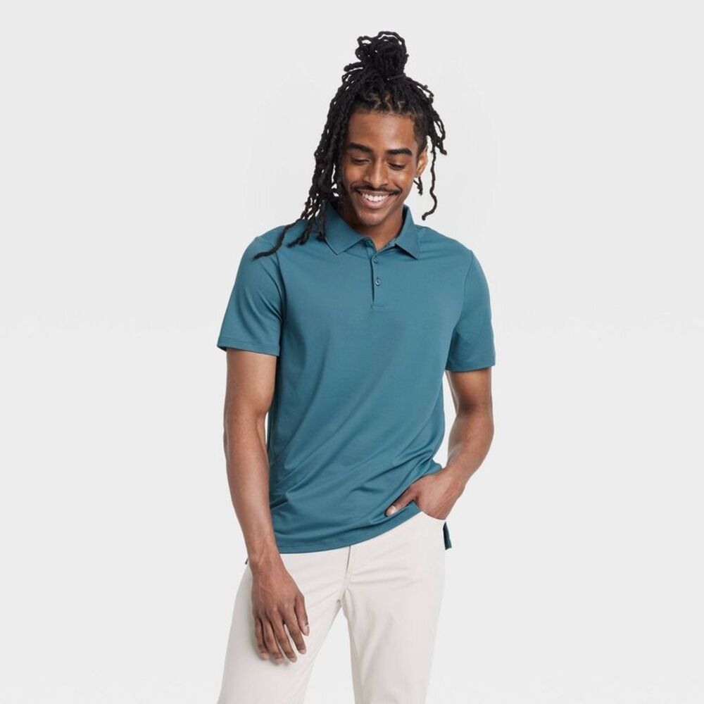 All In Motion - Men's Textured Polo Shirt - All In Motion Dark Blu Blue